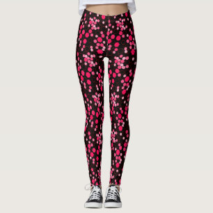 Hexagon pattern 03b.Pink Black BG Leggings