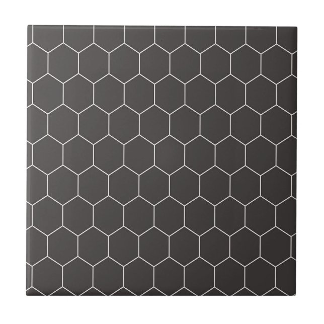Hexagon Pattern Black Ceramic Tile (Front)