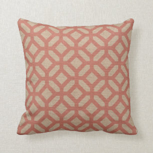 Hexagon Pattern in Coral Pink Cushion