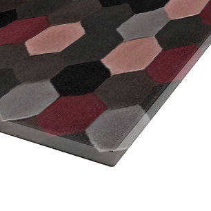 Hexagon Pattern In Grey and Burgundy Autumn Colour Cutting Board