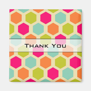 Hexagon Pattern in Vintage Colours Thank You Magnet