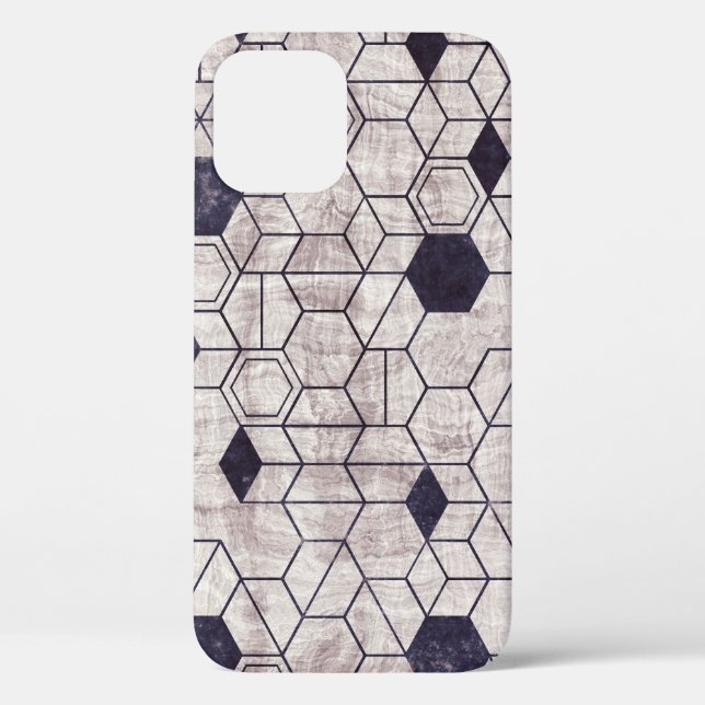 Hexagon pattern, isometric, grungy print Case-Mate iPhone case (Back)