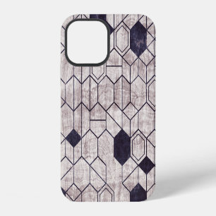Hexagon pattern, isometric, grungy print iPhone 12 case