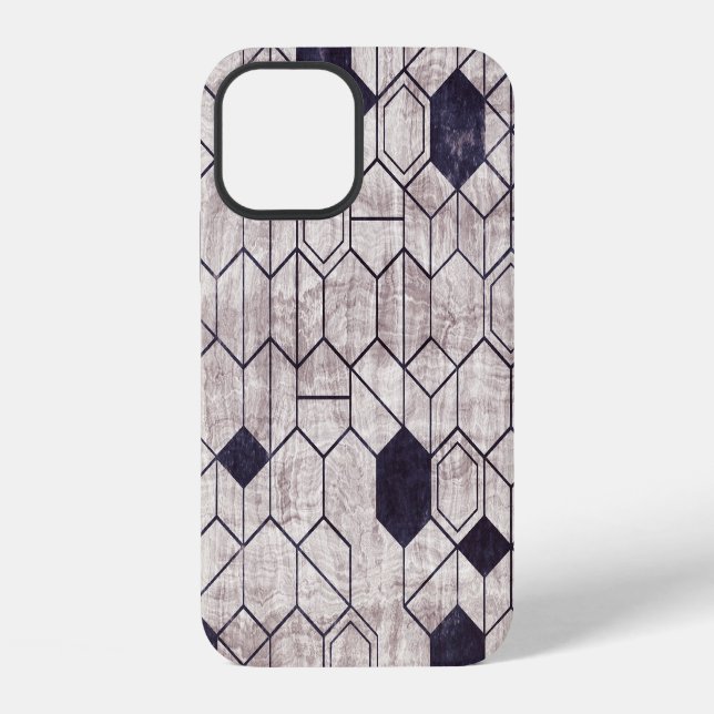Hexagon pattern, isometric, grungy print iPhone case (Back)