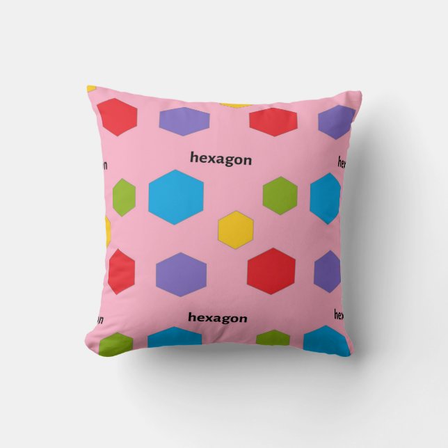Hexagon pattern on pink cushion (Front)