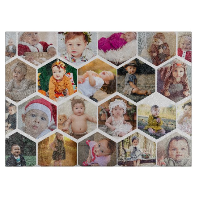 Hexagon Photo Collage Cutting Board (Front)