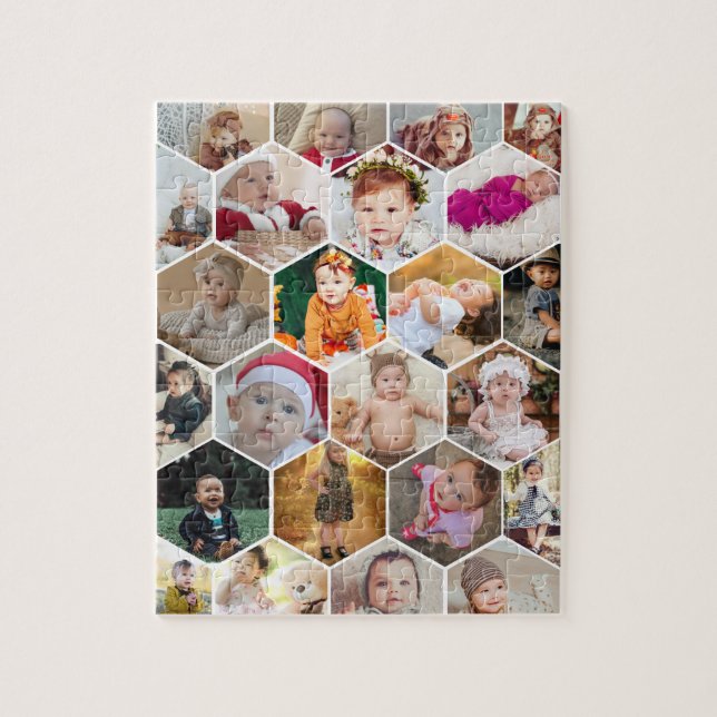 Hexagon Photo Collage Jigsaw Puzzle (Vertical)