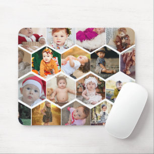 Hexagon Photo Collage Mouse Pad