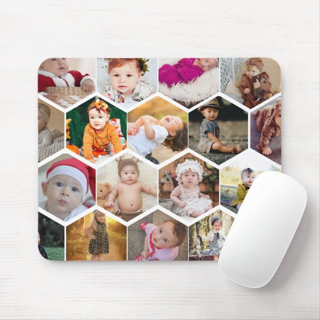 Hexagon Photo Collage Mouse Pad (With Mouse)