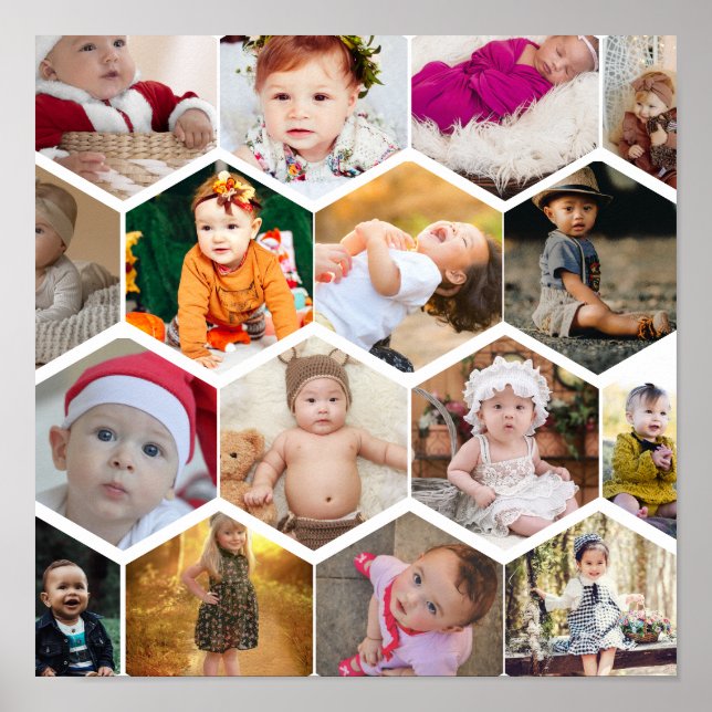 Hexagon Photo Collage Poster (Front)
