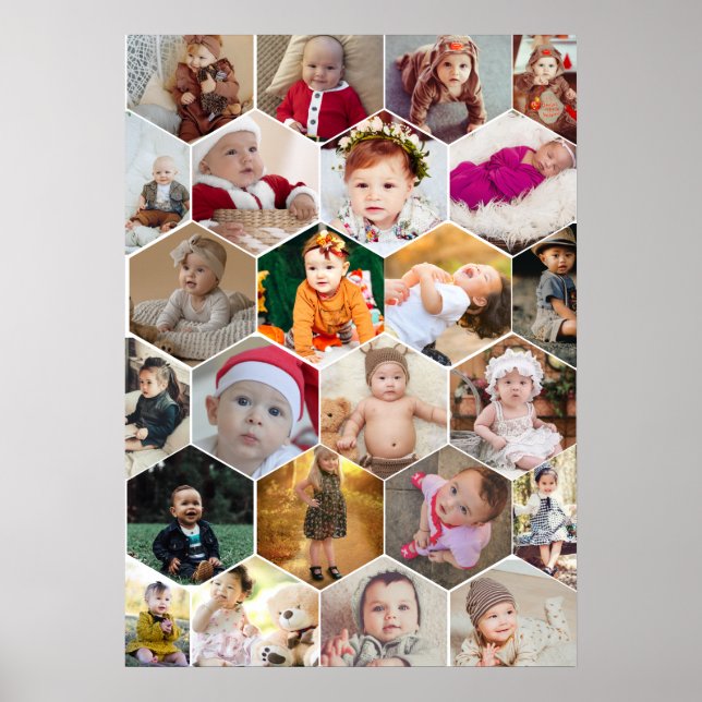 Hexagon Photo Collage Poster (Front)