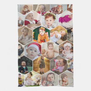 Hexagon Photo Collage Tea Towel