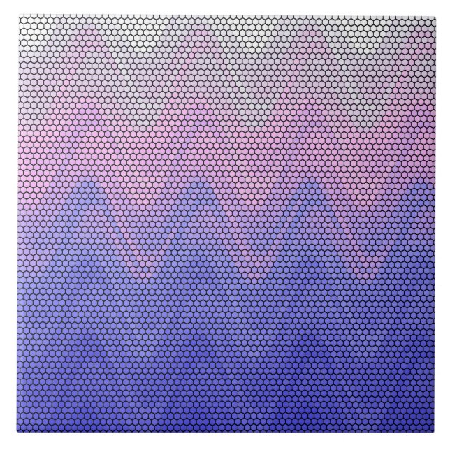 Hexagon Purple Pink Abstract Pattern Ceramic Tile (Front)