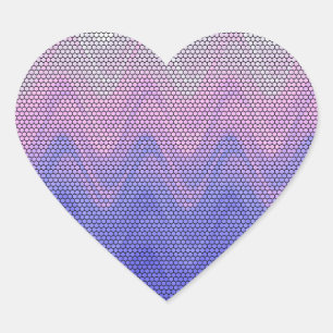 Hexagon Purple Pink Abstract Pattern Heart Sticker