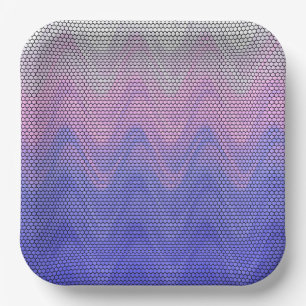 Hexagon Purple Pink Abstract Pattern Paper Plate