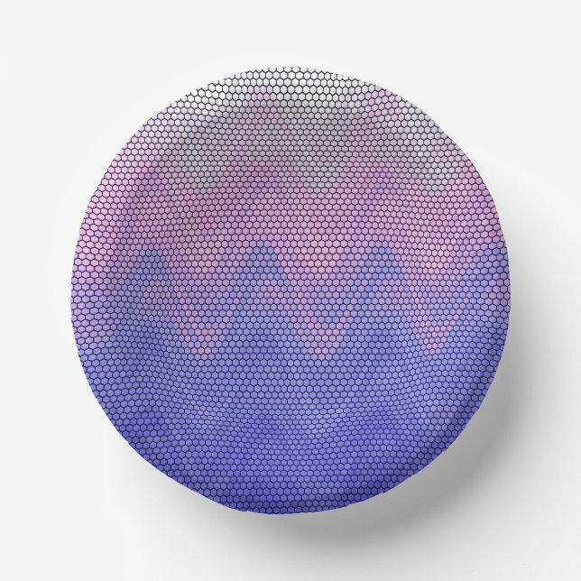 Hexagon Purple Pink Abstract Pattern Paper Plate (Front)