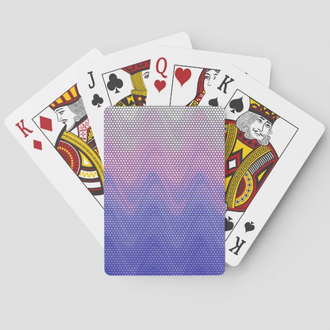 Hexagon Purple Pink Abstract Pattern Playing Cards (Back)