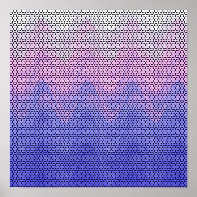 Hexagon Purple Pink Abstract Pattern Poster (Front)