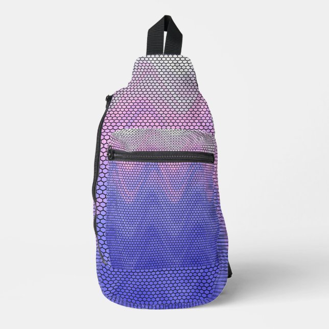 Hexagon Purple Pink Abstract Pattern Sling Bag (Front)