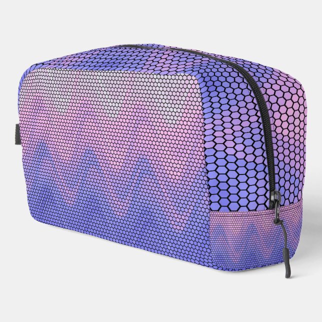 Hexagon Purple Pink Abstract Pattern Toiletry Bag (Right Corner)