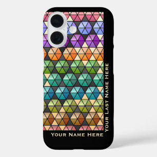 Hexagon Quilt Warm Rainbow (Personalised) iPhone 16 Case