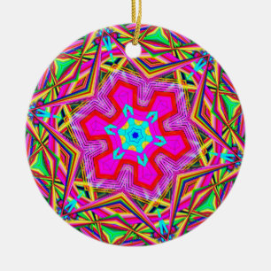 Hexagon snowflake kaleidoscope ceramic ornament