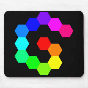hexagon spiral rainbow mouse pad