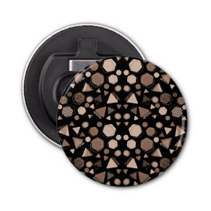 Hexagon & Triangle Pink & Brown on Black Pattern  Bottle Opener
