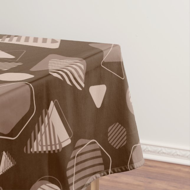 Hexagon & Triangle Pink & Brown on Brown Pattern  Tablecloth (In Situ)