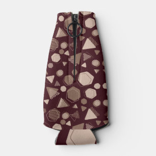 Hexagon & Triangle Pink & Brown on Maroon Pattern Bottle Cooler