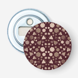 Hexagon & Triangle Pink & Brown on Maroon Pattern  Bottle Opener
