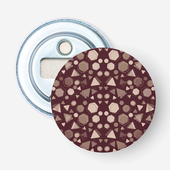 Hexagon & Triangle Pink & Brown on Maroon Pattern  Bottle Opener (Front)
