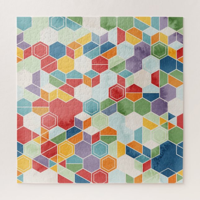 Hexagon Watercolor, Random Mosaic. Jigsaw Puzzle (Vertical)
