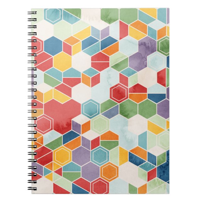 Hexagon Watercolor, Random Mosaic. Notebook (Front)