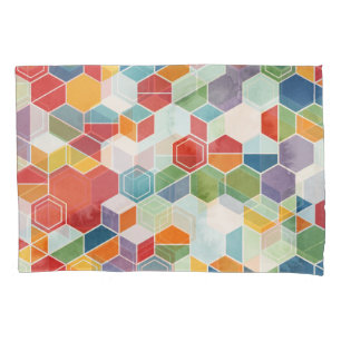 Hexagon Watercolor, Random Mosaic. Pillowcase
