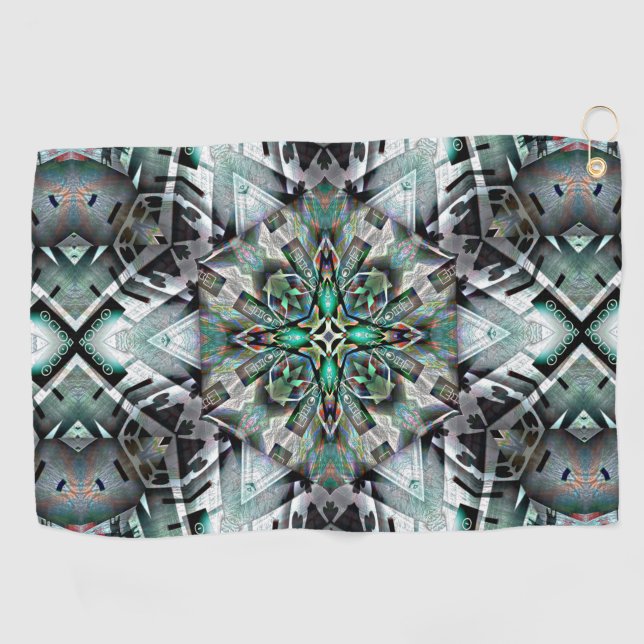 Hexagon with leftover banner and graffiti, digital golf towel (Horizontal)