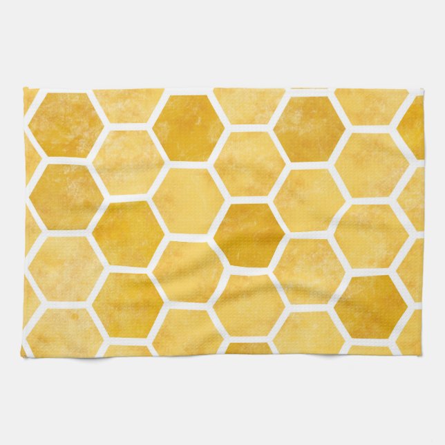 Hexagon yellow honeycomb kitchen towels (Horizontal)