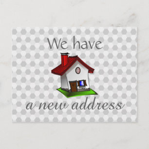 Hexagona Pattern Retro House Change of Address Announcement Postcard