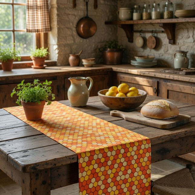Hexagonal Bee-Themed  Short Table Runner (Creator Uploaded)