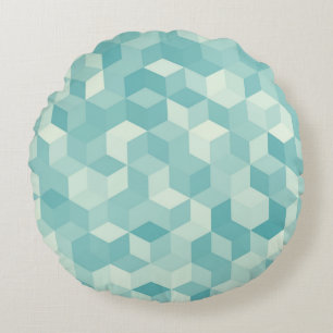 Hexagonal Blue Seamless Pattern Round Cushion