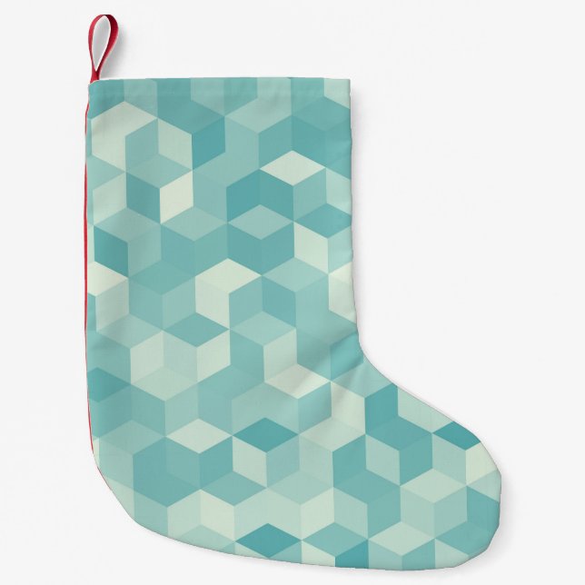 Hexagonal Blue Seamless Pattern Small Christmas Stocking (Front)