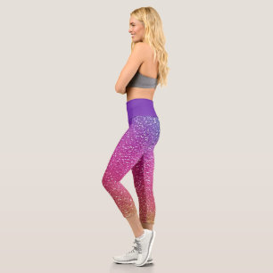 Hexagonal Glitter Rainbow Gradient Capri Leggings