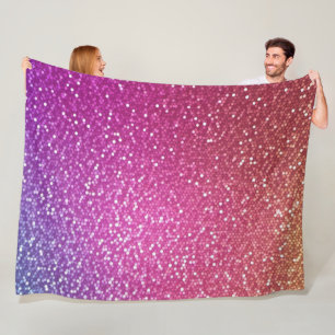 Hexagonal Glitter Rainbow Gradient Fleece Blanket