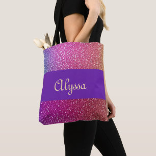 Hexagonal Glitter Rainbow Gradient Tote Bag