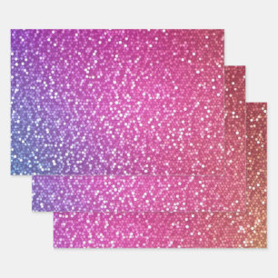 Hexagonal Glitter Rainbow Gradient Wrapping Paper Sheet