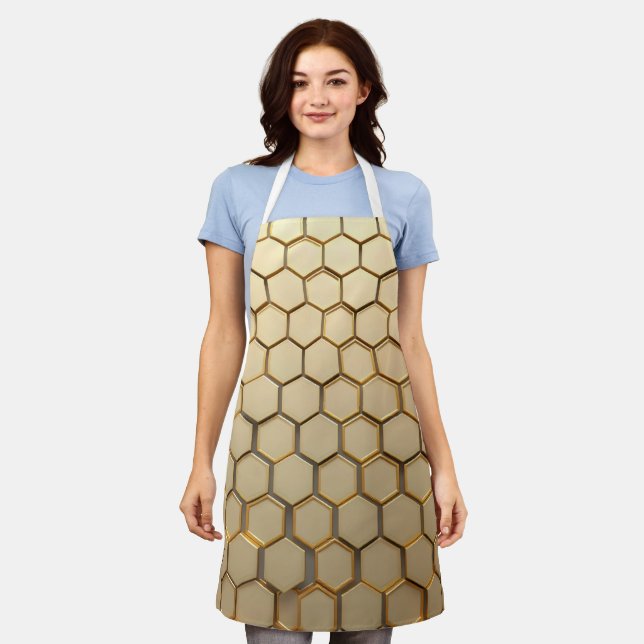 hexagonal grids clean and modern apron (Worn)