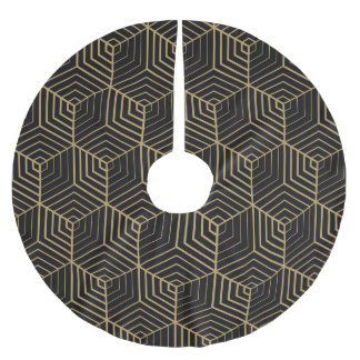 Hexagonal Harmony: Art Deco Elegance Brushed Polyester Tree Skirt