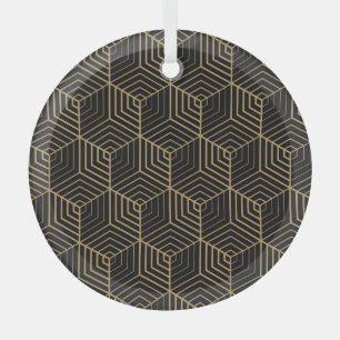 Hexagonal Harmony: Art Deco Elegance Glass Tree Decoration