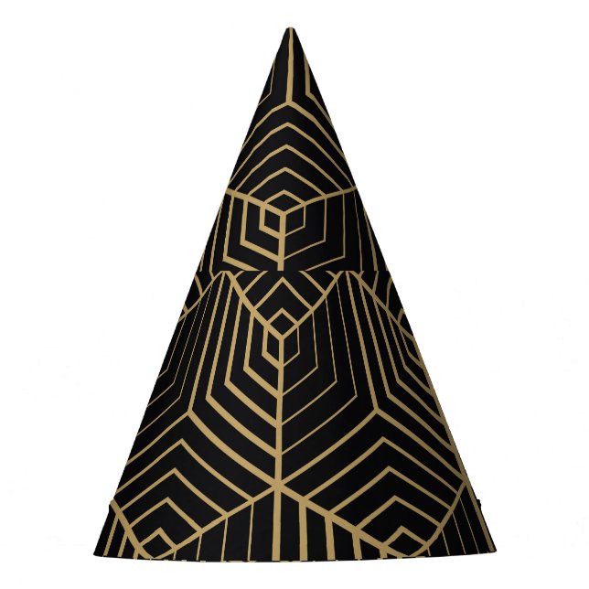 Hexagonal Harmony: Art Deco Elegance Party Hat (Front)