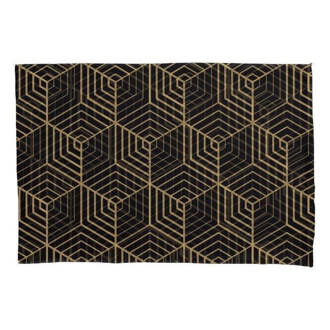 Hexagonal Harmony: Art Deco Elegance Pillowcase (Front)